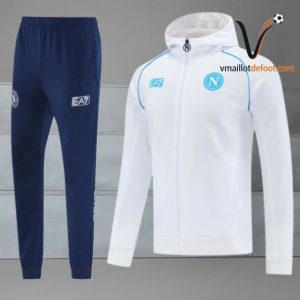 Ensemble Survetement Napoli Capuche 2025/2026 - blanc bleu