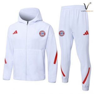 Ensemble Survetement Bayern Munich Capuche 2025/2026 blanc rouge