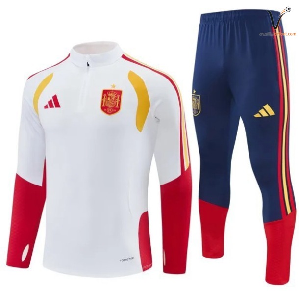 Ensemble Survetement Espagne 2026/2027 blanc rouge bleu