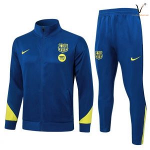 Ensemble Survetement Barcelone 2026 2027 bleu marine jaune