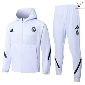 Ensemble Survetement Real Madrid Capuche 2026 2027 blanc
