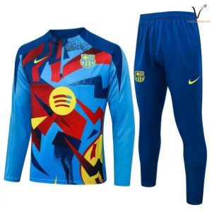 Ensemble Survetement Barcelone 2026 2027 bleu rouge jaune
