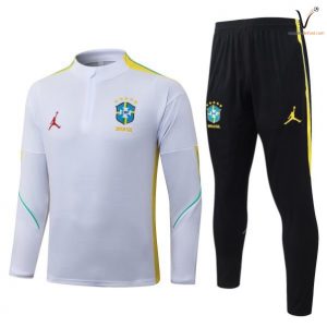 Ensemble Survetement Brésil 2026 2027 blanc jaune noir