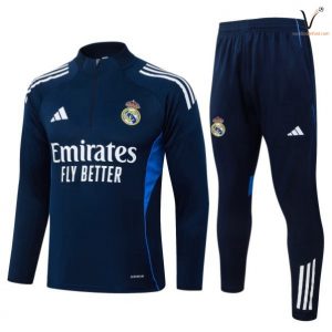 Ensemble Survetement Homme Real Madrid 2026 2027 bleu marine blanc