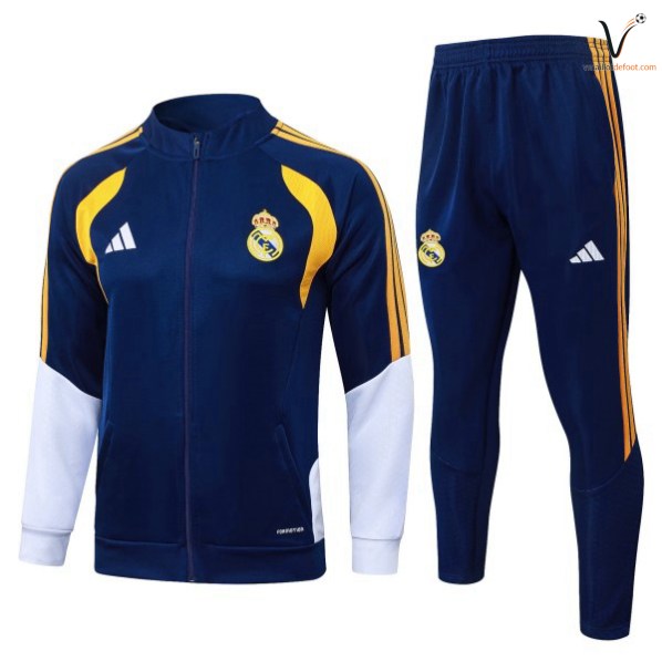 Ensemble Survetement Homme Real Madrid 2026 2027 bleu marine blanc