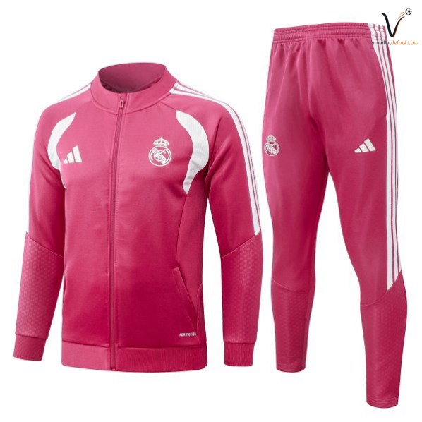 Ensemble Survetement Homme Real Madrid 2026 2027 rose blanc